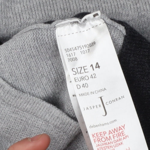 Jasper Conran Women Grey Mock Neck Pullover Jumper - Size 14