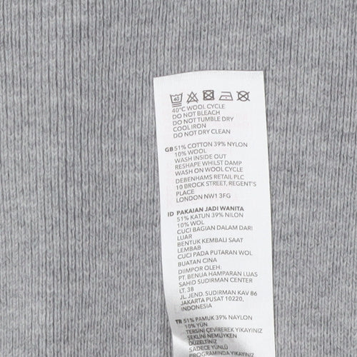 Jasper Conran Women Grey Mock Neck Pullover Jumper - Size 14