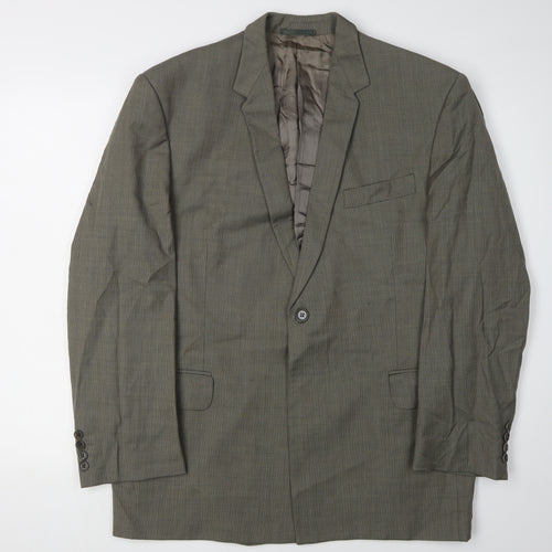 Jaeger Men's Green Check Wool Blazer - Size 48S