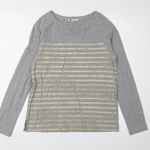 White Stuff Women's Grey Striped T-Shirt Size 8