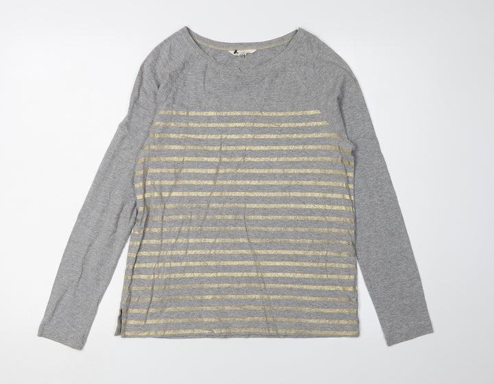 White Stuff Women's Grey Striped T-Shirt Size 8