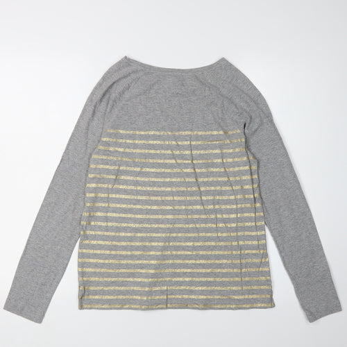 White Stuff Women's Grey Striped T-Shirt Size 8