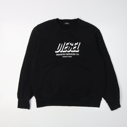 Diesel Unisex Kids Black Sweatshirt 16Y Casual Logo Pullover
