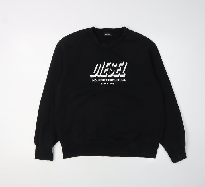 Diesel Unisex Kids Black Sweatshirt 16Y Casual Logo Pullover