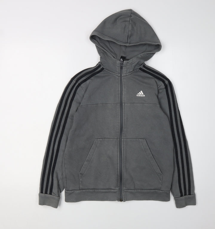 Adidas Boys Grey Full Zip Hoodie 11-12 Years