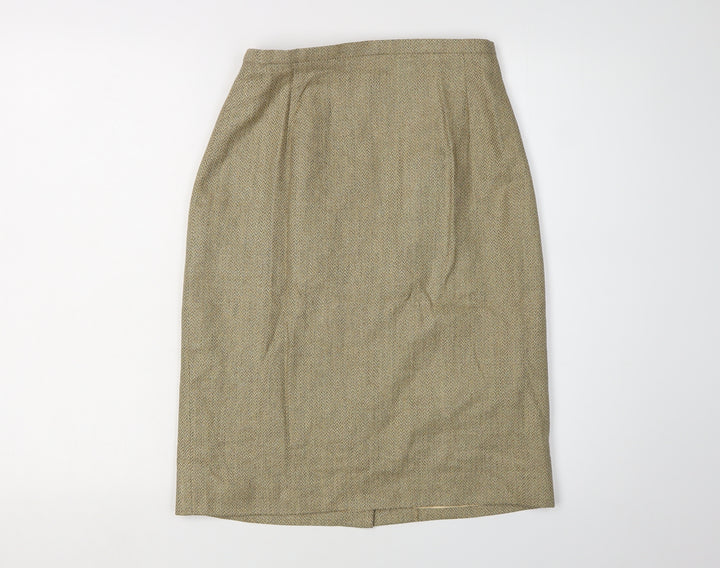 Chester Barrie Women's Beige Wool Silk Pencil Skirt UK 8