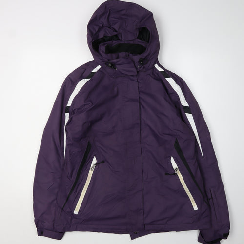 Crane Women's Purple Ski Jacket Size 16 Hooded