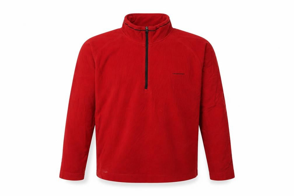 Front view of Craghoppers Men's Red 1/4 Zip Fleece Sweatshirt M