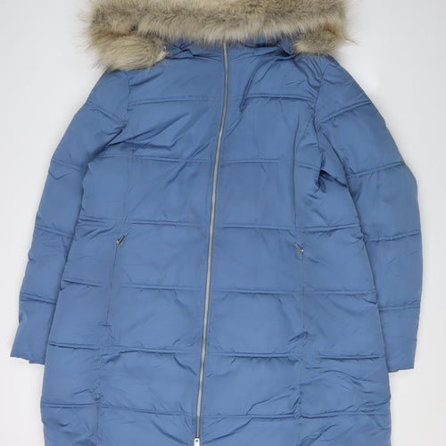 Marks and Spencer Blue Puffer Coat, Size 18, Hooded, Women's