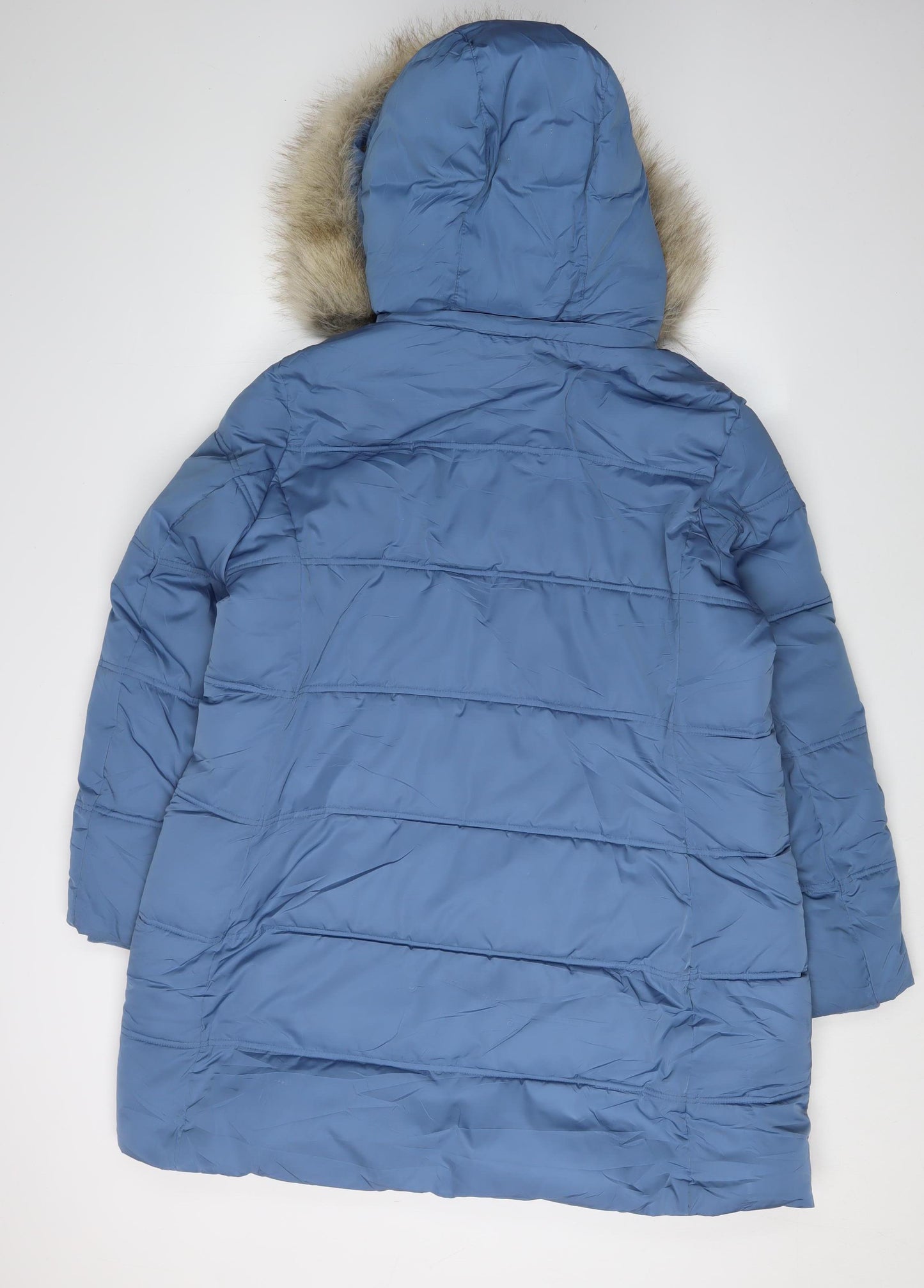 Marks and Spencer Blue Puffer Coat, Size 18, Hooded, Women's