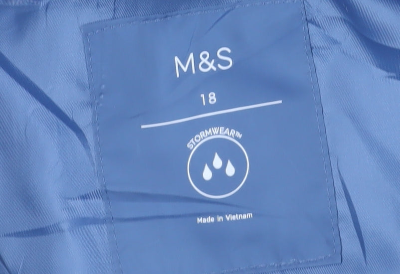 Marks and Spencer Blue Puffer Coat, Size 18, Hooded, Women's