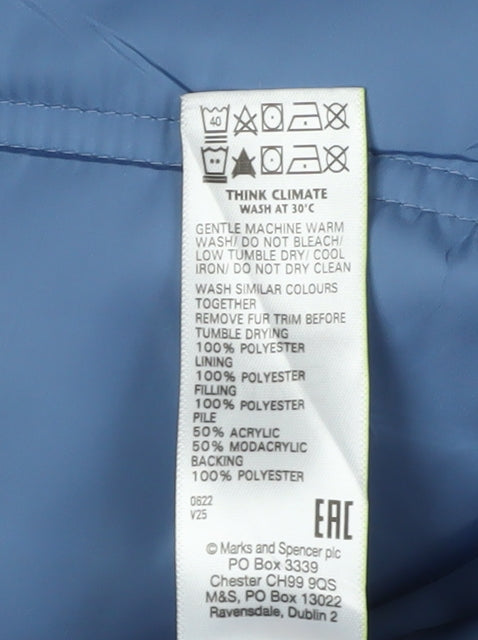 Marks and Spencer Blue Puffer Coat, Size 18, Hooded, Women's