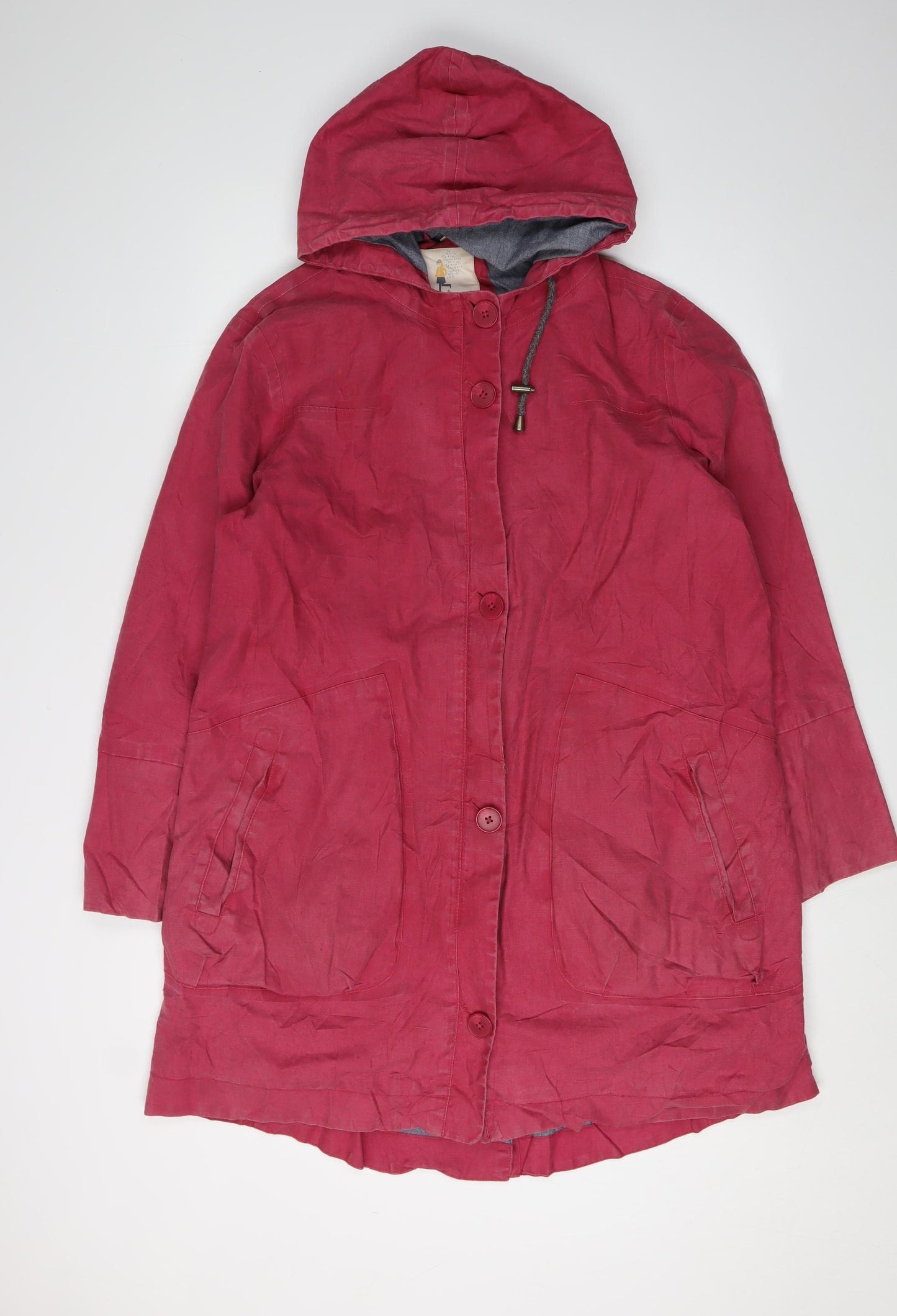 Seasalt Women's Red Hooded Long Rain Coat Size 16