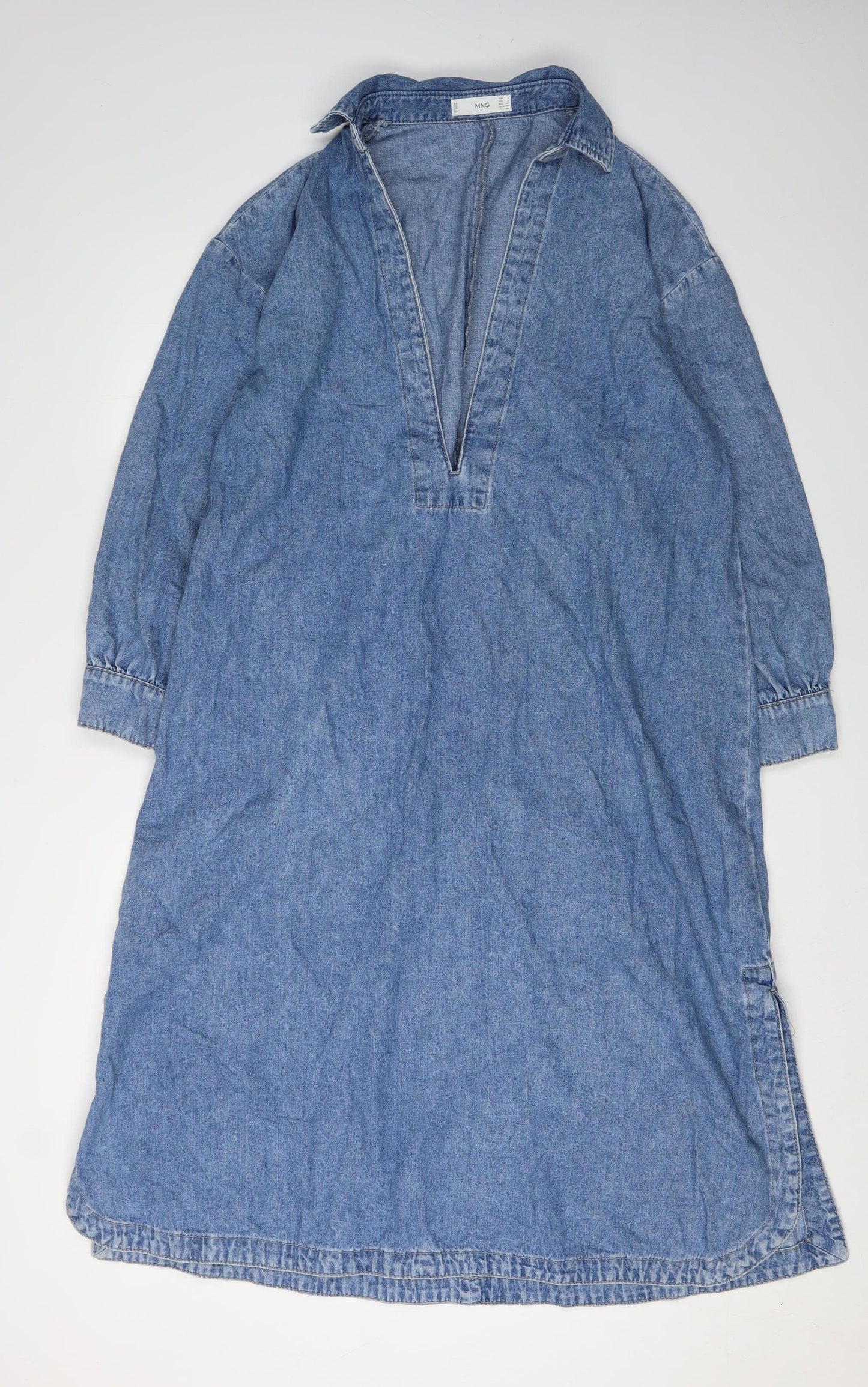 MNG Women's Blue Denim Shirt Dress Size 10