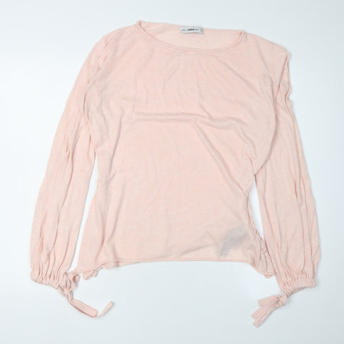 Zara Women's Pink Knit Pullover Jumper M