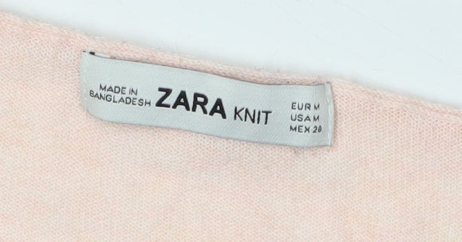 Zara Women's Pink Knit Pullover Jumper M