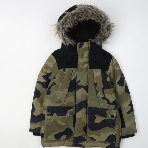 Next Boys Green Camouflage Parka Coat 5 Years