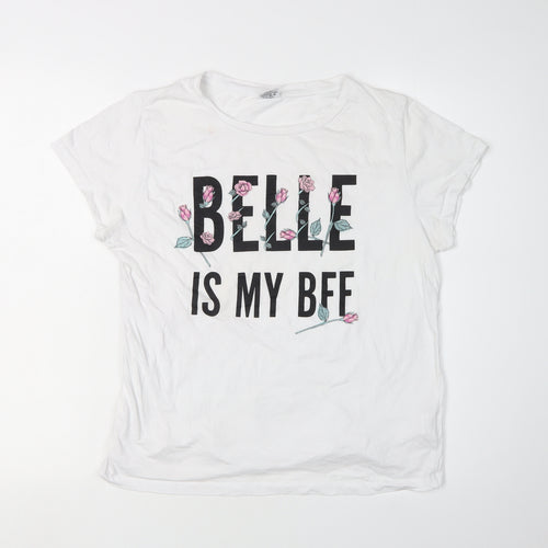 Disney Women's White T-Shirt UK 14 - Belle BFF Casual Style