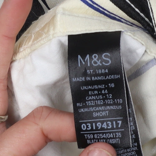 Marks and Spencer Women's Black Striped Trousers Size 16
