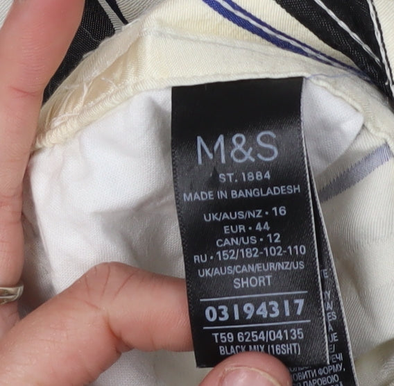 Marks and Spencer Women's Black Striped Trousers Size 16