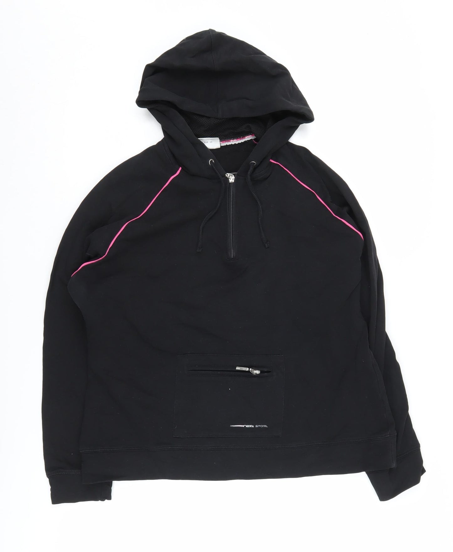 Next Women's Black Pullover Hoodie with Zip Accents, Size 18