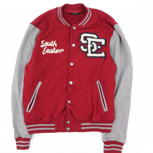 Max Boys Red Varsity Jacket Size L with Snap Closures