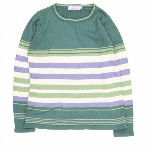 Honor Millburn Women's Green Striped Pullover, Size 10-12