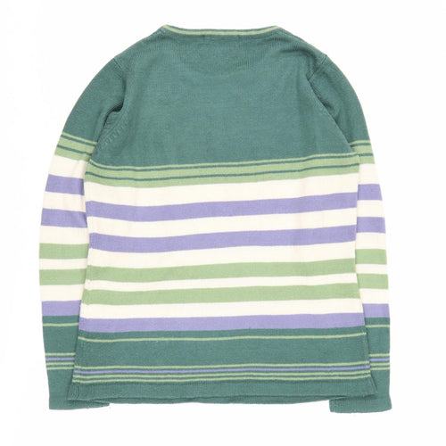 Honor Millburn Women's Green Striped Pullover, Size 10-12