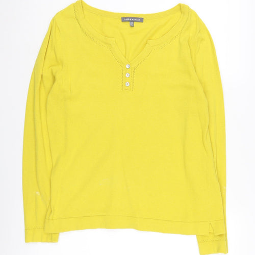 Laura Ashley Women’s Yellow Henley Jumper, UK 14