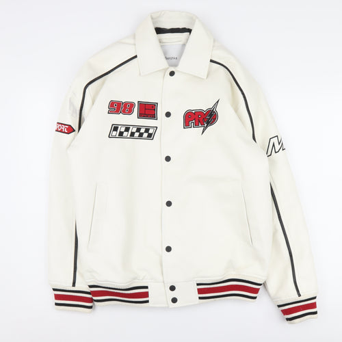 Bershka Women’s White Varsity Jacket S, Sporty Chic