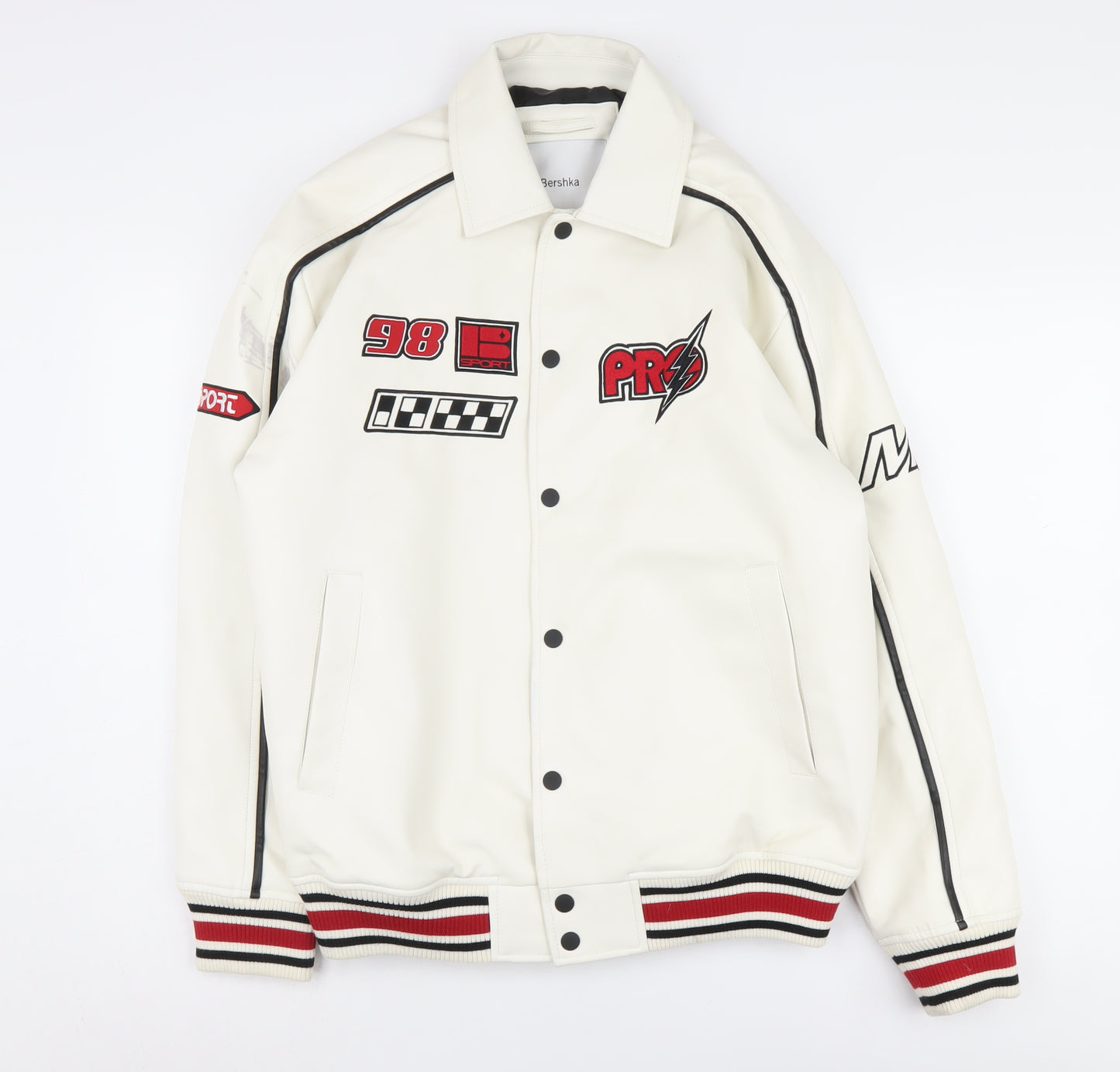 Bershka Women’s White Varsity Jacket S, Sporty Chic