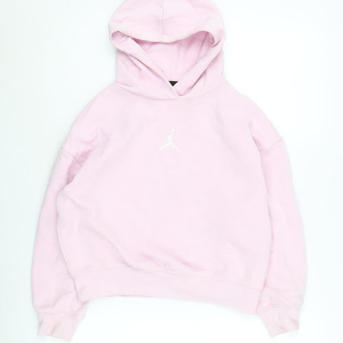Jordan Girls Pink Hoodie, 10-12 Years, Pullover, Logo Accent