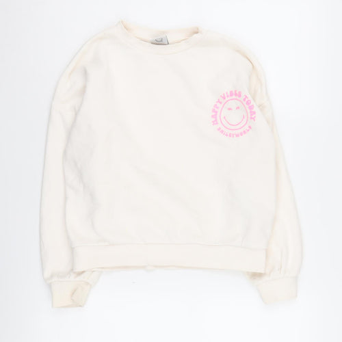 Marks and Spencer Girls Ivory Sweatshirt 10-11 Years Pullover