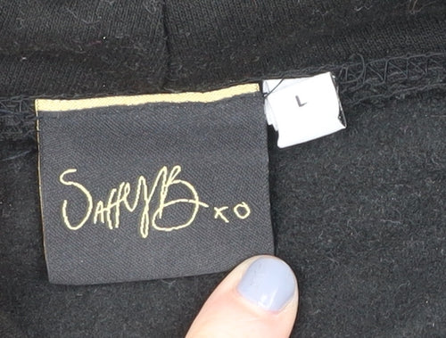 Saffy B Unisex Black Graphic Hoodie, Size L
