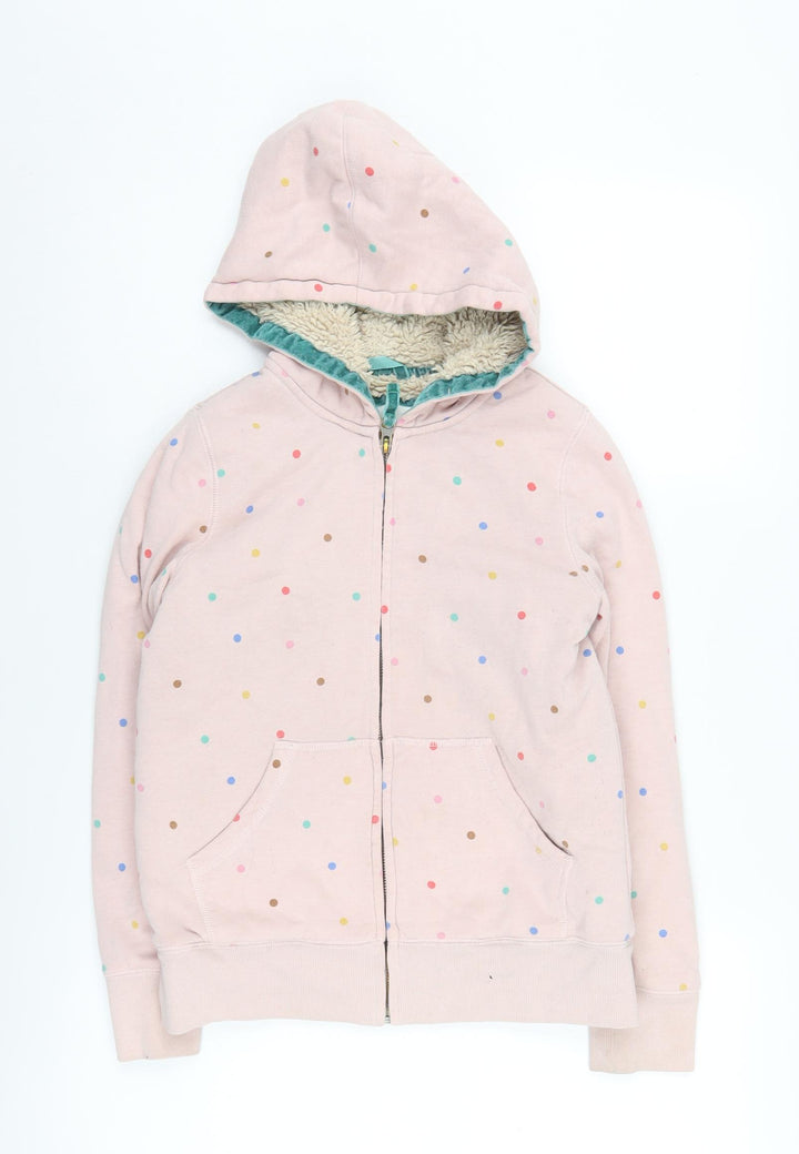 Boden Girls Pink Polka Dot Full Zip Hoodie 11-12 Years