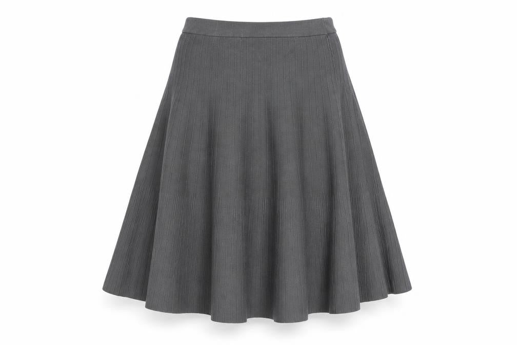 Front view of Philosophy Women's Grey A-Line Midi Skirt M