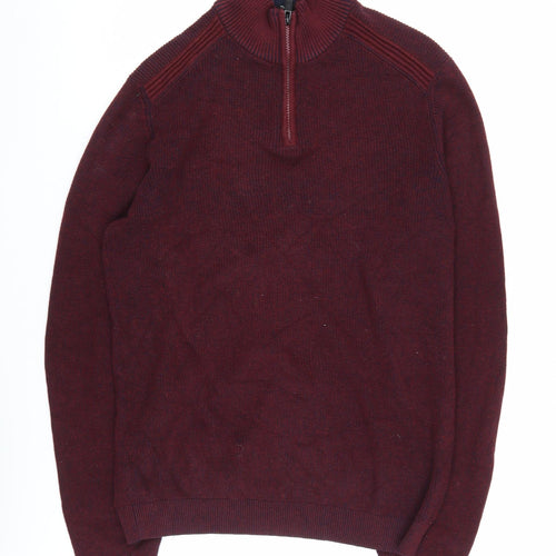 Dissident Men's Red Full Zip M Cotton Jumper