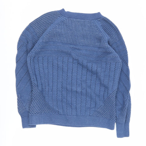 Marks and Spencer Women's Blue Cable-Knit Pullover Jumper M