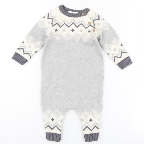 Next Unisex Baby Grey Geometric Knit Babygrow 3-6 Months