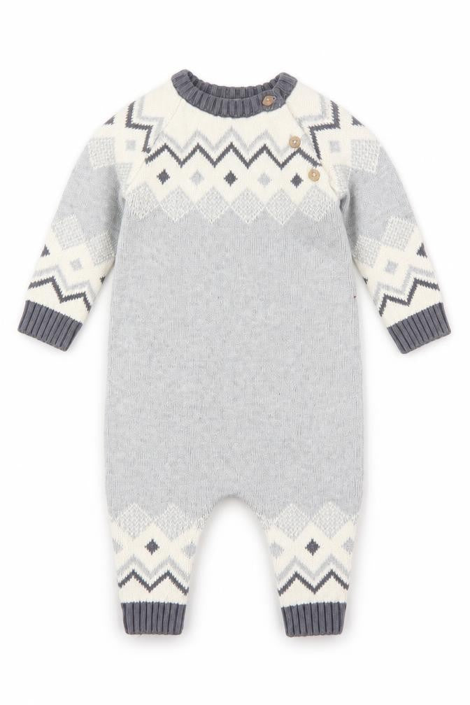 Next Unisex Baby Grey Geometric Knit Babygrow 3-6 Months