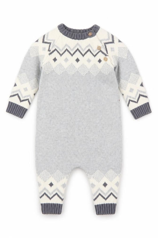 Next Unisex Baby Grey Geometric Knit Babygrow 3-6 Months