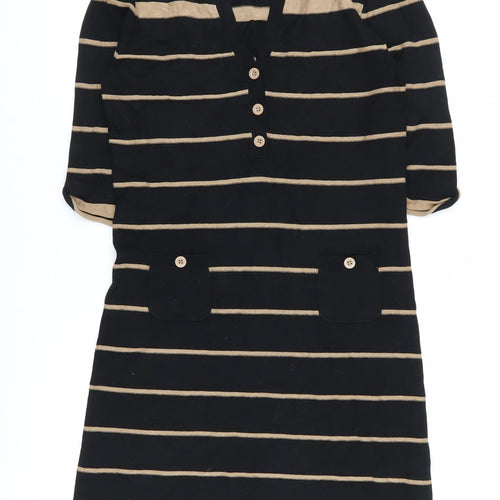 Phase Eight Women's Black Striped Knee Length Shift Dress