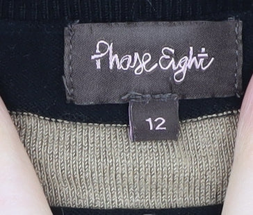 Phase Eight Women's Black Striped Knee Length Shift Dress