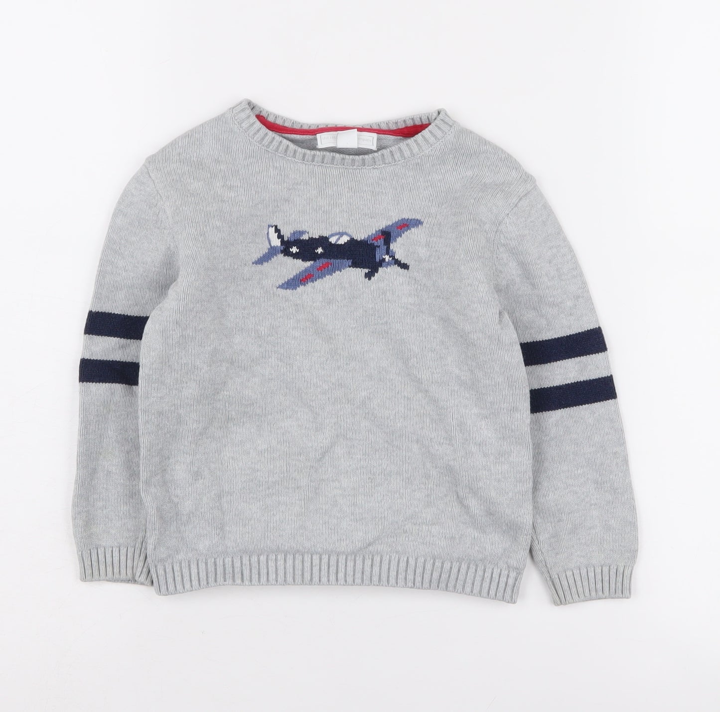 The Little White Company Boys Grey Air Force Pullover Jumper 3-4Y