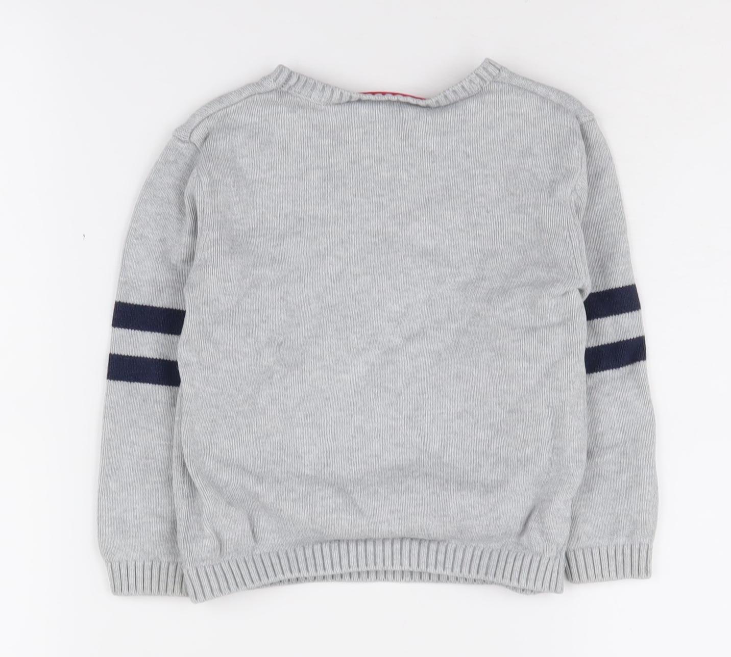 The Little White Company Boys Grey Air Force Pullover Jumper 3-4Y