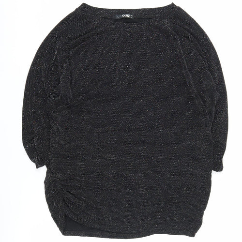 Quiz Women's Black 14 Glitter Blouse - Long Sleeves, Party