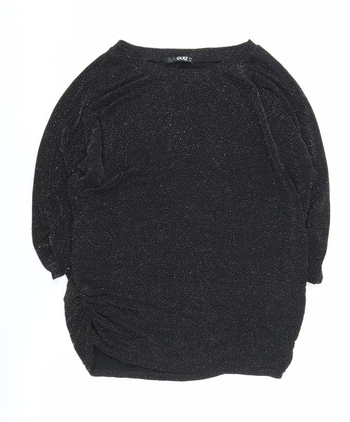 Quiz Women's Black 14 Glitter Blouse - Long Sleeves, Party