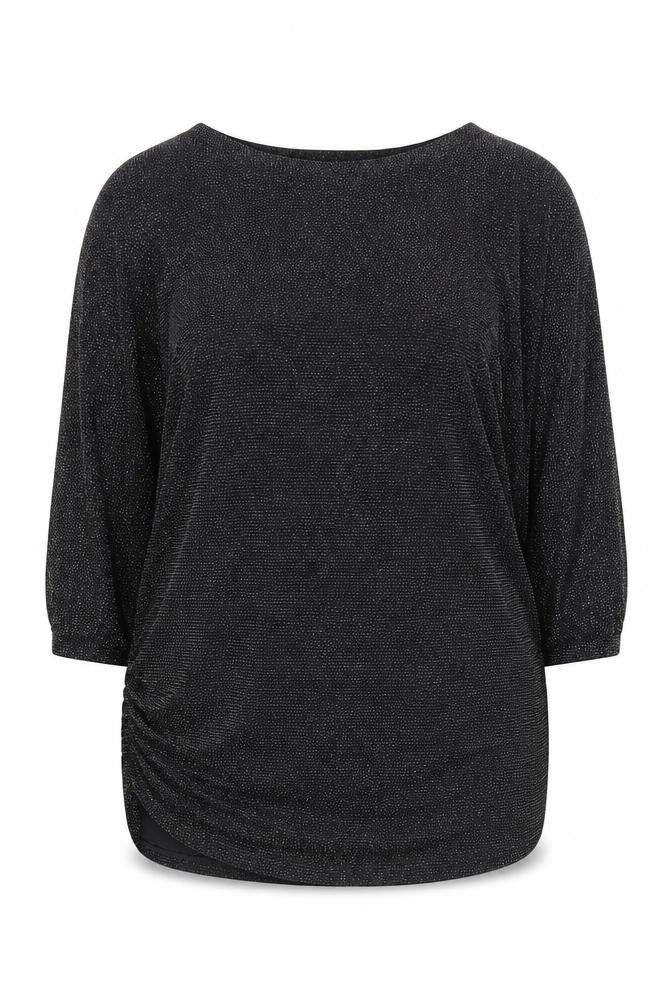 Front view of Quiz Women's Black 14 Glitter Blouse - Long Sleeves, Party
