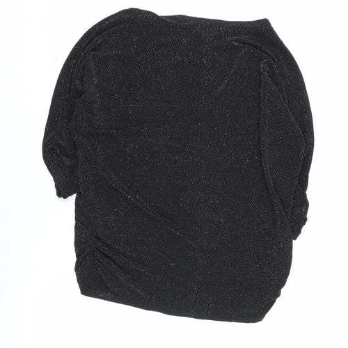 Quiz Women's Black 14 Glitter Blouse - Long Sleeves, Party