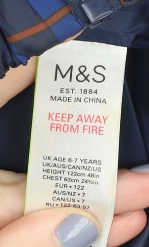 Marks and Spencer Boys Blue Puffer Jacket 6-7 Years